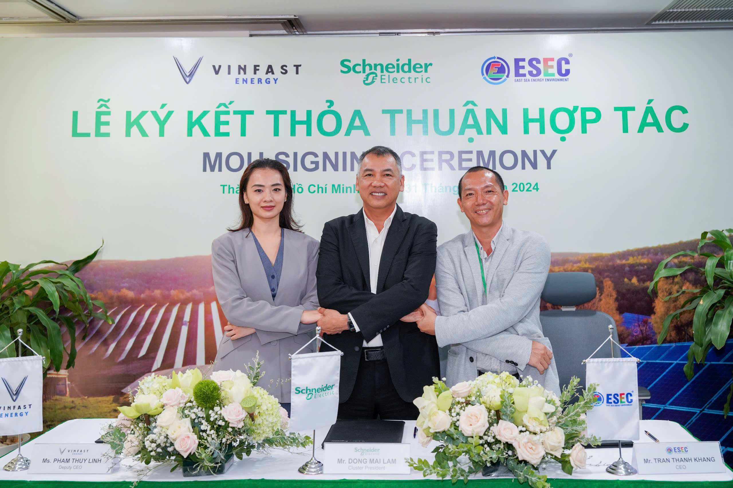 Vinfast Energy, Schneider Electric & ESEC Sign A Cooperation Agreement To Promote The Development Of Sustainable Energy Storage & Management Solutions